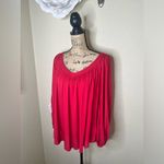 Maeve NTM: by Anthropologie Red Boho Flowy Tunic Blouse Long Sleeve V-Neck Photo 5