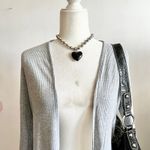 Gray Knit Open Front Cardigan Duster Y2K Indie‎ Retro Minimalist Small Photo 1