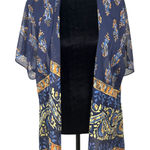 Chico's Paisley Ruana Midnight Blue Sheer Kimono Topper Small Medium NEW Photo 0
