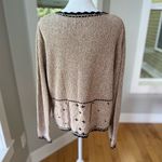 Christopher & Banks Vintage 90s  Tan Black Hand Embroidered V Neck Sweater Medium Photo 2