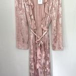 Lovers + Friends Lovers Friends NWT Bali Kimono Maxi Dress Pink Satin Ruffles Belt ~ Size M Photo 0