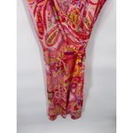 CHAPS  Faux Wrap Dress Womens XL‎ Red Vibrant Paisley Print Polyester Belt Photo 2