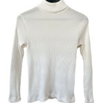 Vintage 1960’s Ribbed Long Sleeve Turtleneck White Size M Photo 0
