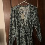 Boden Long Sleeve ruched sleeve mini wrap dress Paisley Blue Green medium nwt Photo 1