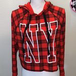Flirtitude  red plaid New York City cropped pullover sweatshirt Photo 1