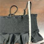 Black Ruffle Shirred Bustier Crop Top Size M Photo 4