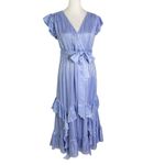 Marie Oliver Silk Uma Ruffle Midi Dress in Blue Jay Size M Photo 4
