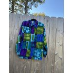 Vintage 90s Sport Savvy women Windbreaker Jacket Full Zip Floral Medium Purple Blue Photo 1