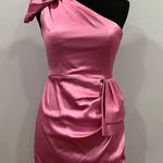 Mac Duggal  55971 One Shoulder Satin Mini Dress Pink 2 NWOT Photo 0