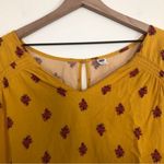 Old Navy  Mustard Yellow Red Floral Long Sleeve Keyhole Mini Midi Flowy Dress Photo 5