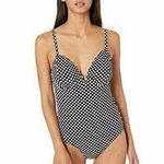 Jessica Simpson Scalloped Edge V-Wire One-Piece L Large Black White Dot New Photo 0