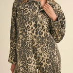 Mable leopard print denim romper size small NWT Tan Photo 0