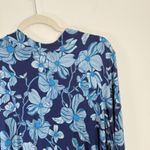 LOGO By Lori Goldstein LOGO Lori Goldstein Layers Blue Floral Mock Neck Shirt Preppy Womens XL Photo 1