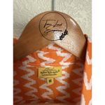 Roberta Roller Rabbit  Button Front Tunic Top Medium Orange White Cotton Zigzag Photo 1