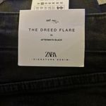 ZARA The Dreed Flare Jeans Button Fly Black Slim Fit High Rise Crop Raw Hem 12 Photo 7
