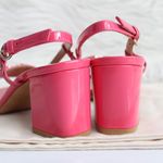 Valentino Hot Pink Patent Leather Silver V Logo Open Toe Kitten Heels Size undefined Photo 6