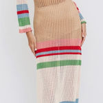 VRG GRL Verge Girl Work of Art Crochet Maxi Dress Multi size AU 8 US 4 Small Tan Photo 0