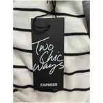 EXPRESS  Black White Striped Off The Shoulder Flutter Bodysuit Size Large Photo 7