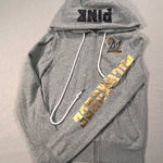 VS Pink MLB Brewers Hoodie Medium Gray Zip Rhinestone Script Milwaukee Rare Photo 0