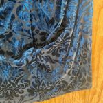 David's Bridal blue floral paisley velvet king sleeve formal dress Photo 7
