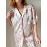 Vintage 80s floral Print Satin Nightgown Pastels size Medium Pink white Photo 2