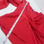 Intermix  Silk Blend Red Pleated Satin Blouse Long Sleeves Photo 7