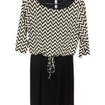 Per Se PerSeption Concept Tan and Black Jersey Knit Chevron Print Dress Size Medium Photo 0