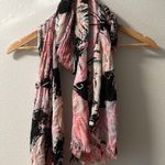 Kate Spade Regal Plumes Feather MultiColor BLACK Pink Scarf Shawl Wrap Rectangle Photo 1