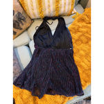 Lulus Women's Black & Purple Shimmer Halter Romper XL Photo 3