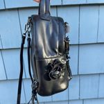 Betsey Johnson Black Mini Backpack Floral Lining Faux Leather Photo 5