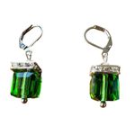 Light Emerald Earrings New Square Cube Rhinestones May Wedding Bride Cru… Green Photo 7