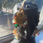 Pakistani Indian Bollywood style Earrings with tikka multicolored beads festive Red Photo 2