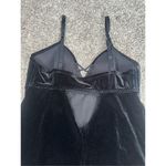 Frederick's of Hollywood fredrick’s of hollywood black faux velvet rhinestone trim mini slip dress slit L Photo 10