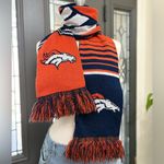 Forever Collectibles Denver Broncos NFL Navy & Orange Reversible Knit Scarf Blue Photo 1