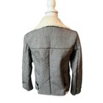 J.O.A. shearling lined raw edge moto biker jacket neutral casual Sherpa chic Photo 5