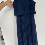 ASOS NWT  Lined Pleated Chiffon Dress, Navy Blue Photo 5
