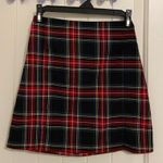 NWOT John Galt women’s black red plaid cara miniskirt zip small slit 23” waist Size XXS Photo 0