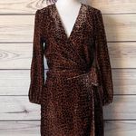 J.Crew Brown Leopard Print Velvet Wrap Dress Photo 1