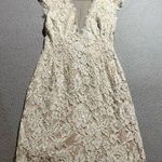 Aidan Mattox Aidan Maddox Women’s Vintage Cream Deep V Neck Lace Dress Size 0 EUC Photo 0