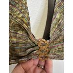 AERIN ROSE Green Multicolored Halter Tie Neck Gold Accent Swimsuit Top size 32D Size M Photo 3