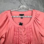 Spense Coral Pink Satin Pleated Blouse L NWT Cottagecore Romantic Coquette Satin Size L Photo 3