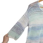 J Jill cotton tie dye crochet open knit 3/4 sleeve tunic length sweater size M White Size M Photo 3