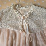 Vintage Barbizon Ariel pink chiffon lace bed jacket w/pleating & 2 Tie Closure M Size M Photo 2
