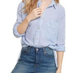 Free People  No Limits Stripes Button Down Shirt In Blue Photo 0