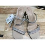 A New Day Stacy Mule Slide Sandals Women's 7.5 Silver Rhinestones Slip-On Preppy Photo 1