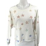 Z Supply White Star Print Long Sleeve Crew Neck Crop Sweatshirt Sweater Top Sz M Photo 0