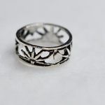 Sunrise Sunburst Silver Tone Retro Chic Unisex Size 7 Ring Photo 1