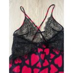 Victoria's Secret Victoria’s Secret Chemise Black Lace Trim Pink Hearts Babydoll Xs Valentines Day Photo 5