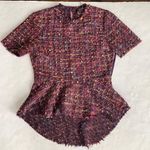 ZARA  Tweed peplum Top, purple multi.  Short Sleeved. Women’s Size XS Photo 0