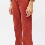 BDG  Adalyn High Waisted Cowboy Jean Split Hem Women's Size 26 Red Denim Bohemian Photo 1